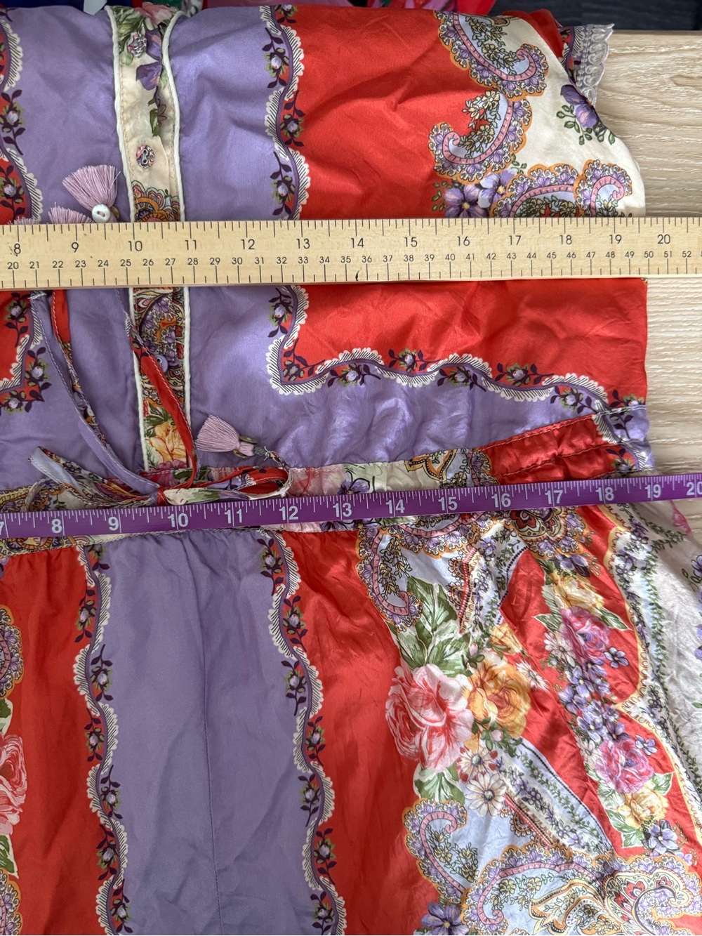 Johnny Was Medium Markel Lucy Tie Dress Silk Orange Purple Floral Boho Gypsy - Picture 10 of 11